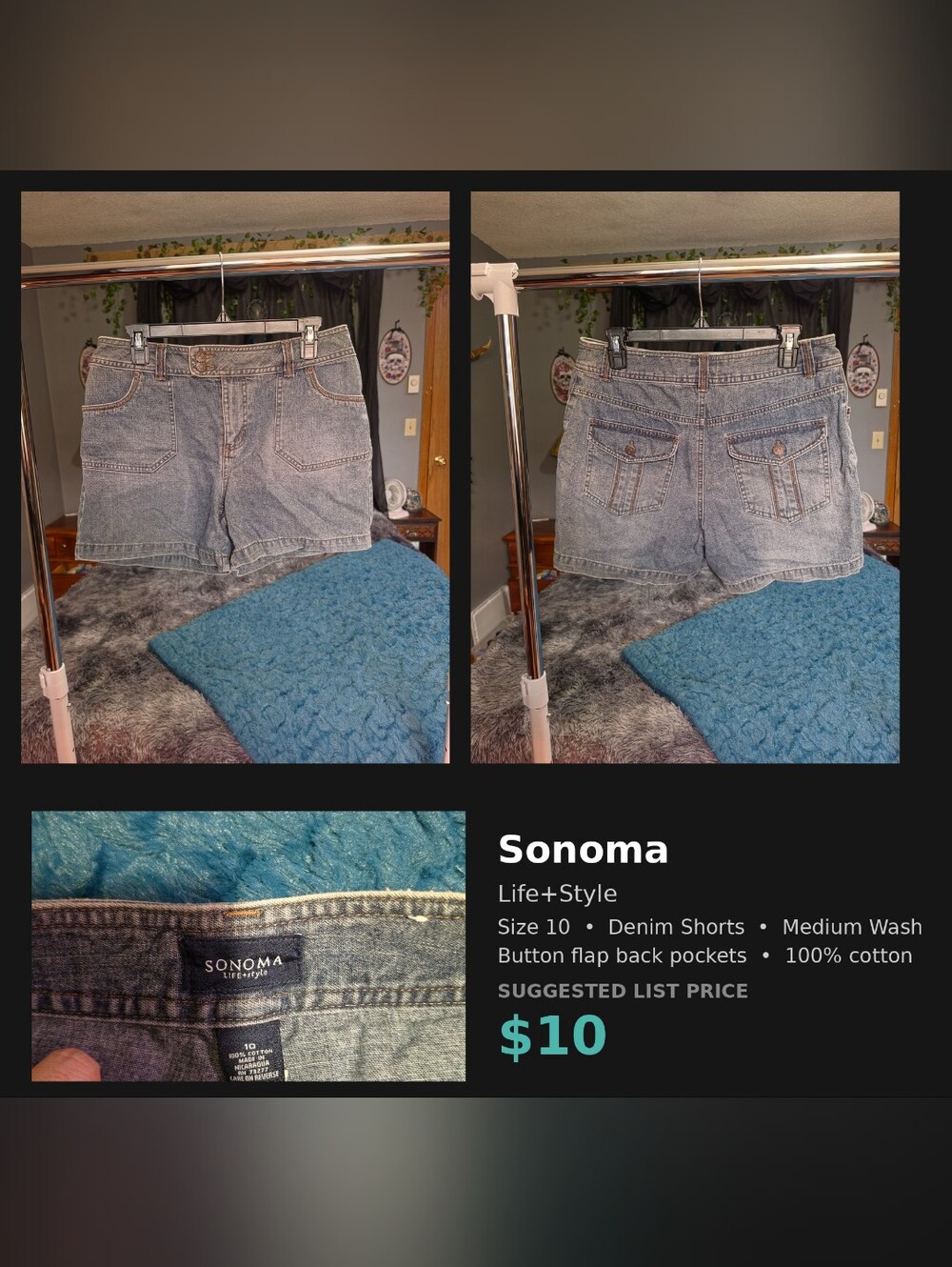 Sonoma Life+Style Denim Shorts Size 10 Medium Wash